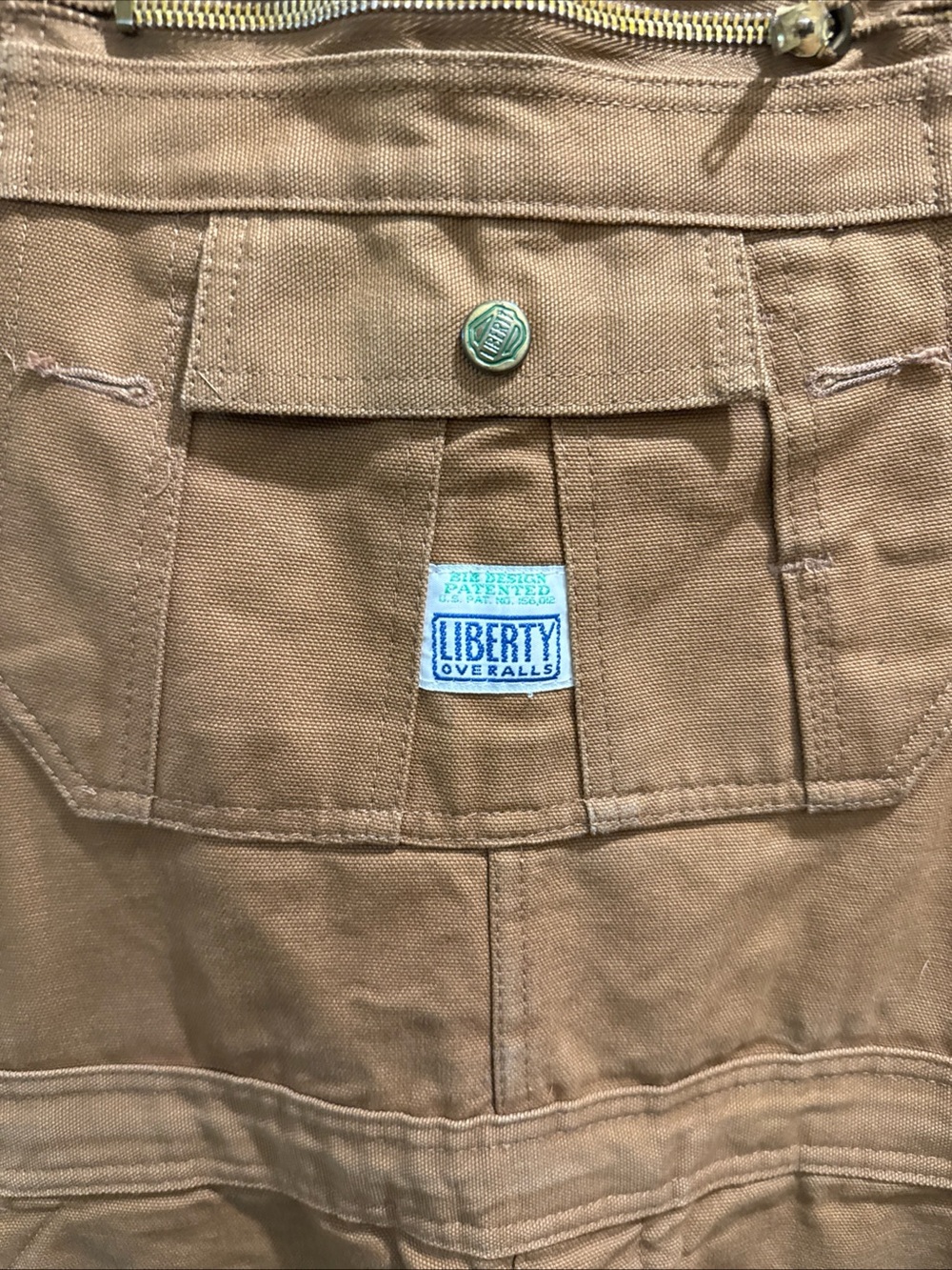 liberty Brown Workwear Bib Overalls with Front Patch Pocket quilted reinforced - Picture 3 of 14